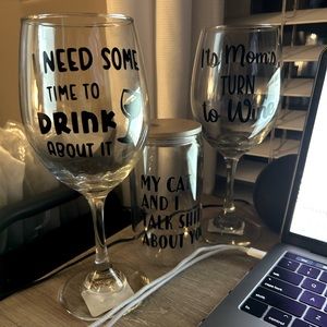 completely customizable, wine glasses